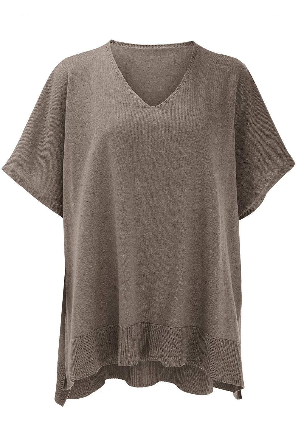 Erika | Slit knit top with V-neck and half sleeves