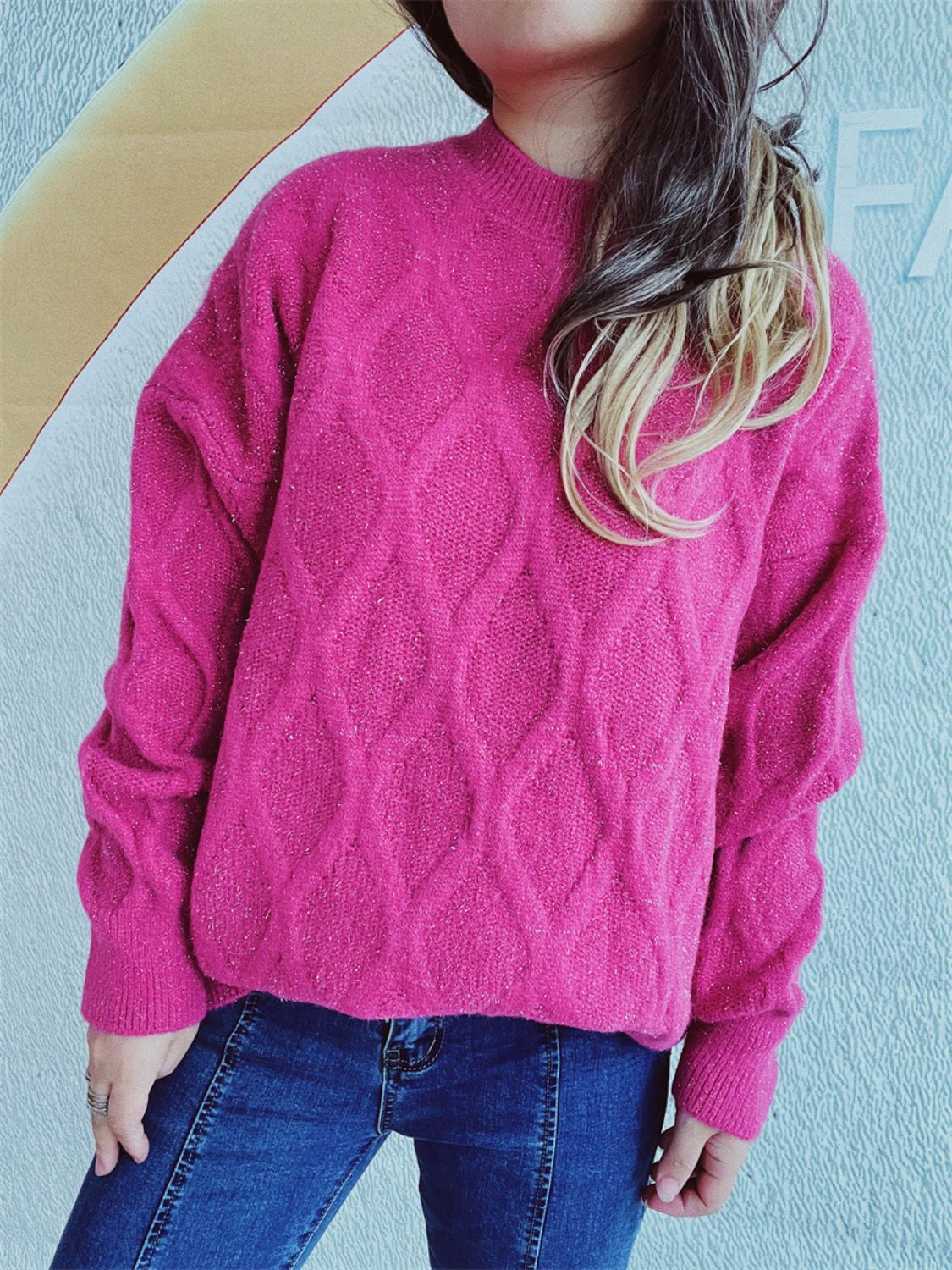 Laura | Diamond sweater with a crew neck and long sleeves