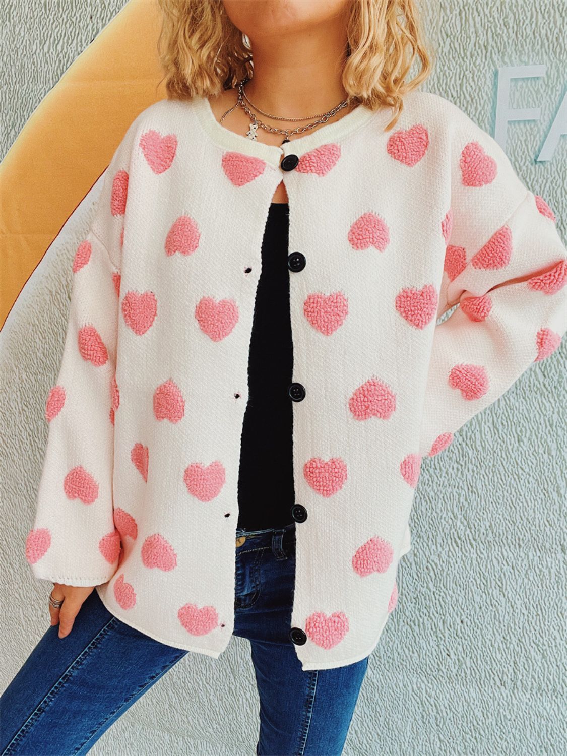 Melanie | Long-sleeved cardigan with heart buttons