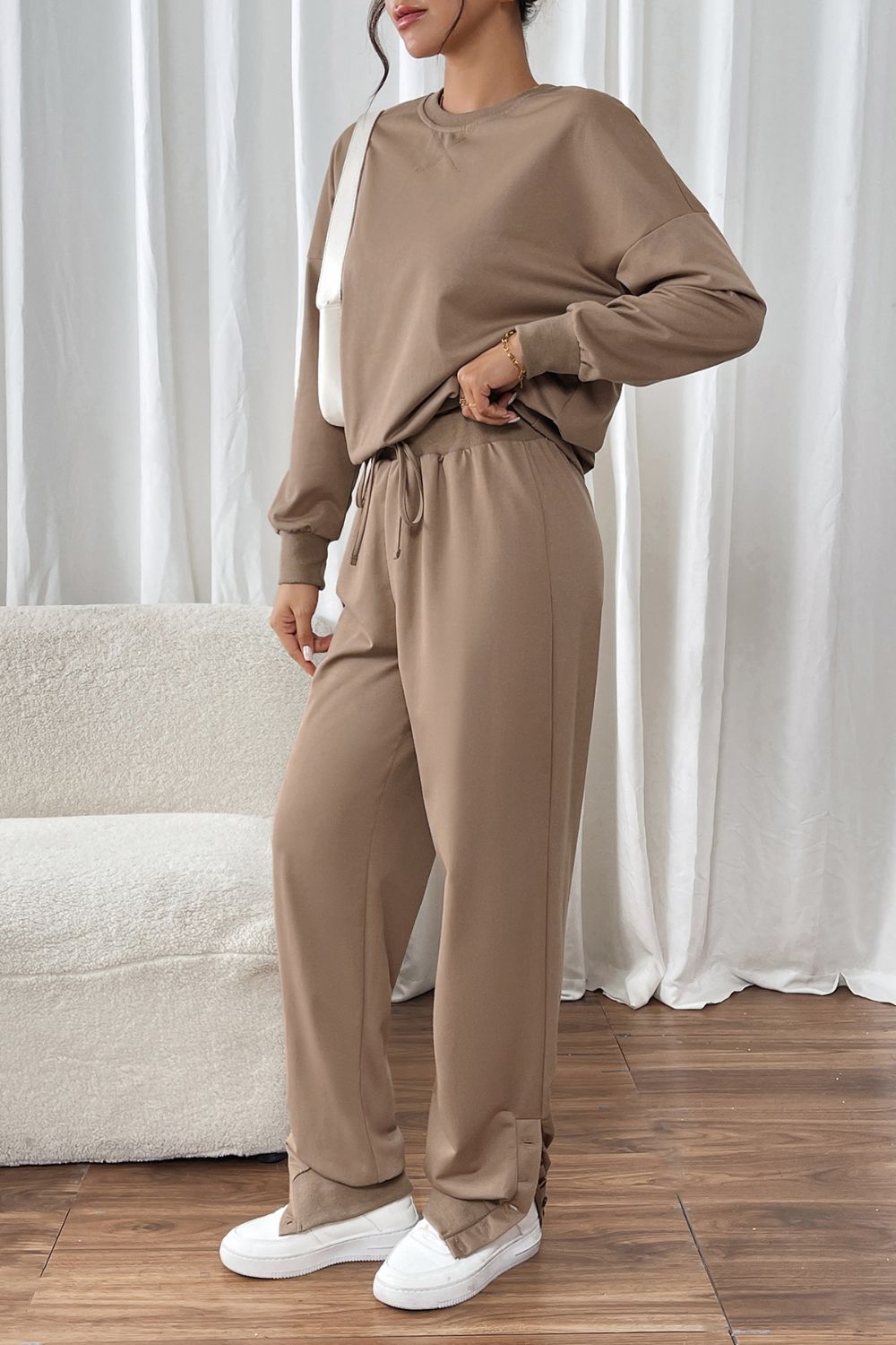 Jesica | Perfee long sleeve top and crew neck trousers set