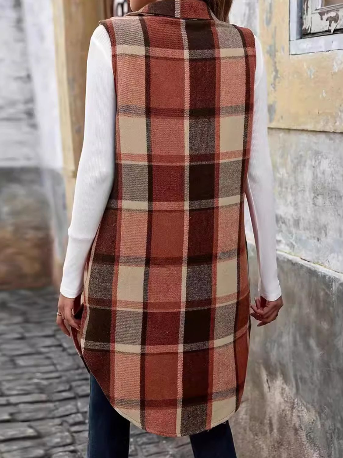 Sandra | Checked vest coat with buttons
