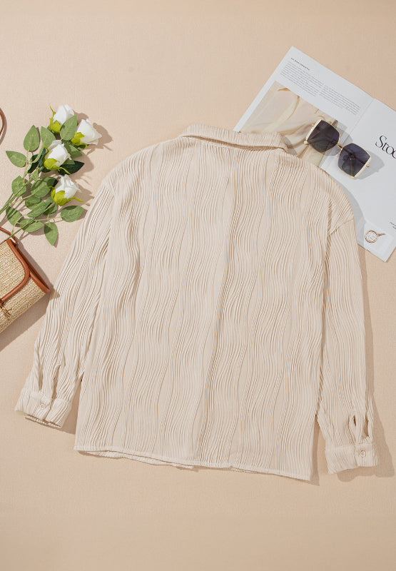 Xenia | Long sleeve button down shirt with a structured collar and collar
