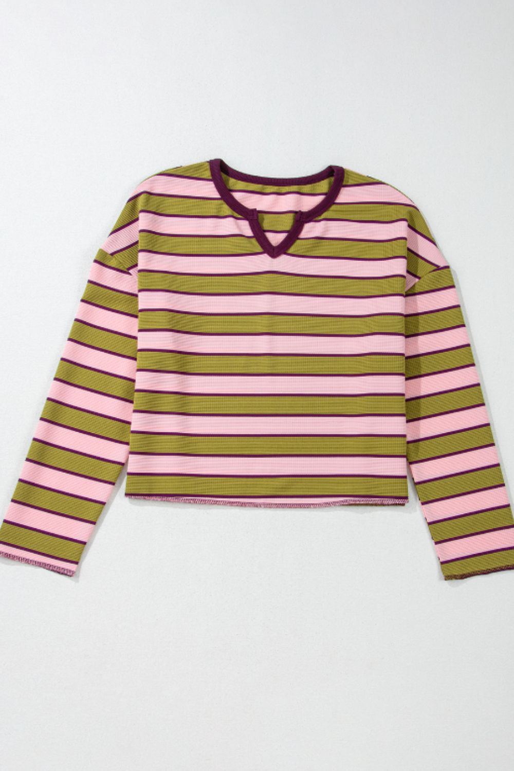 Katia | Striped notched long sleeve t-shirt
