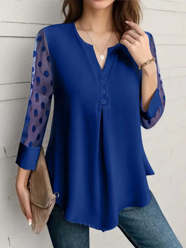 Erika® | Timelessly Elegant Plain Blouse With Button Closure At The Front