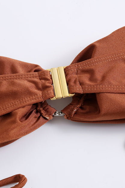 Solid Bandeau Bikini Set