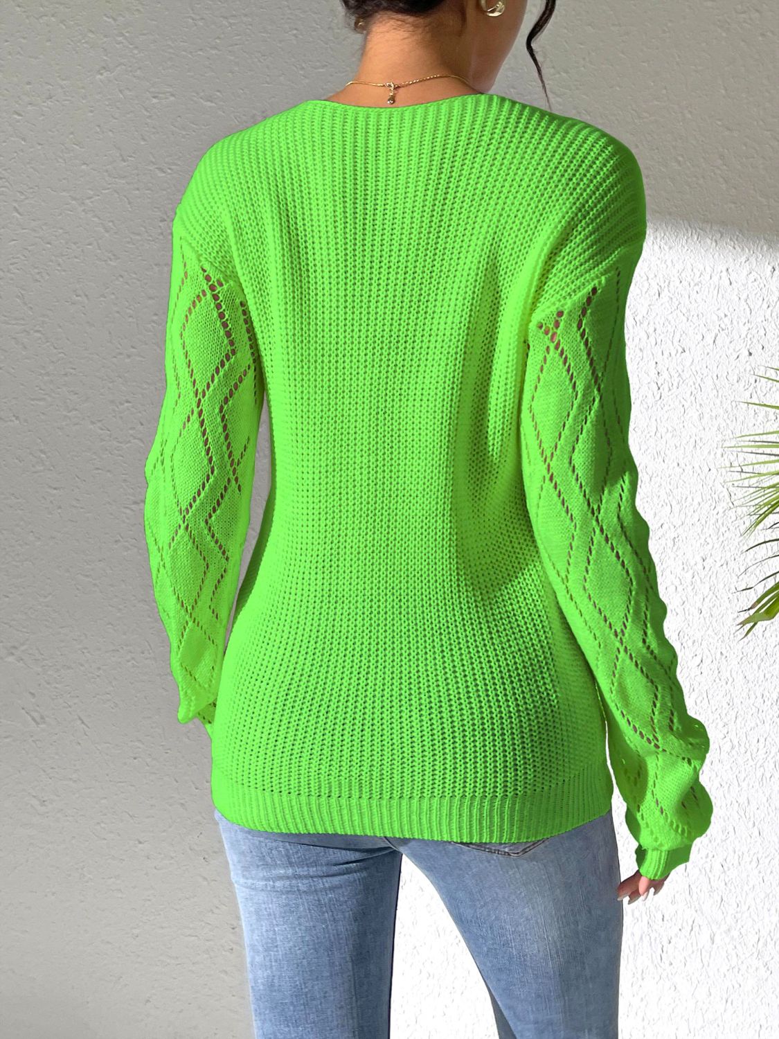 Lucrezia | Openwork sweater with a V-neck and long sleeves
