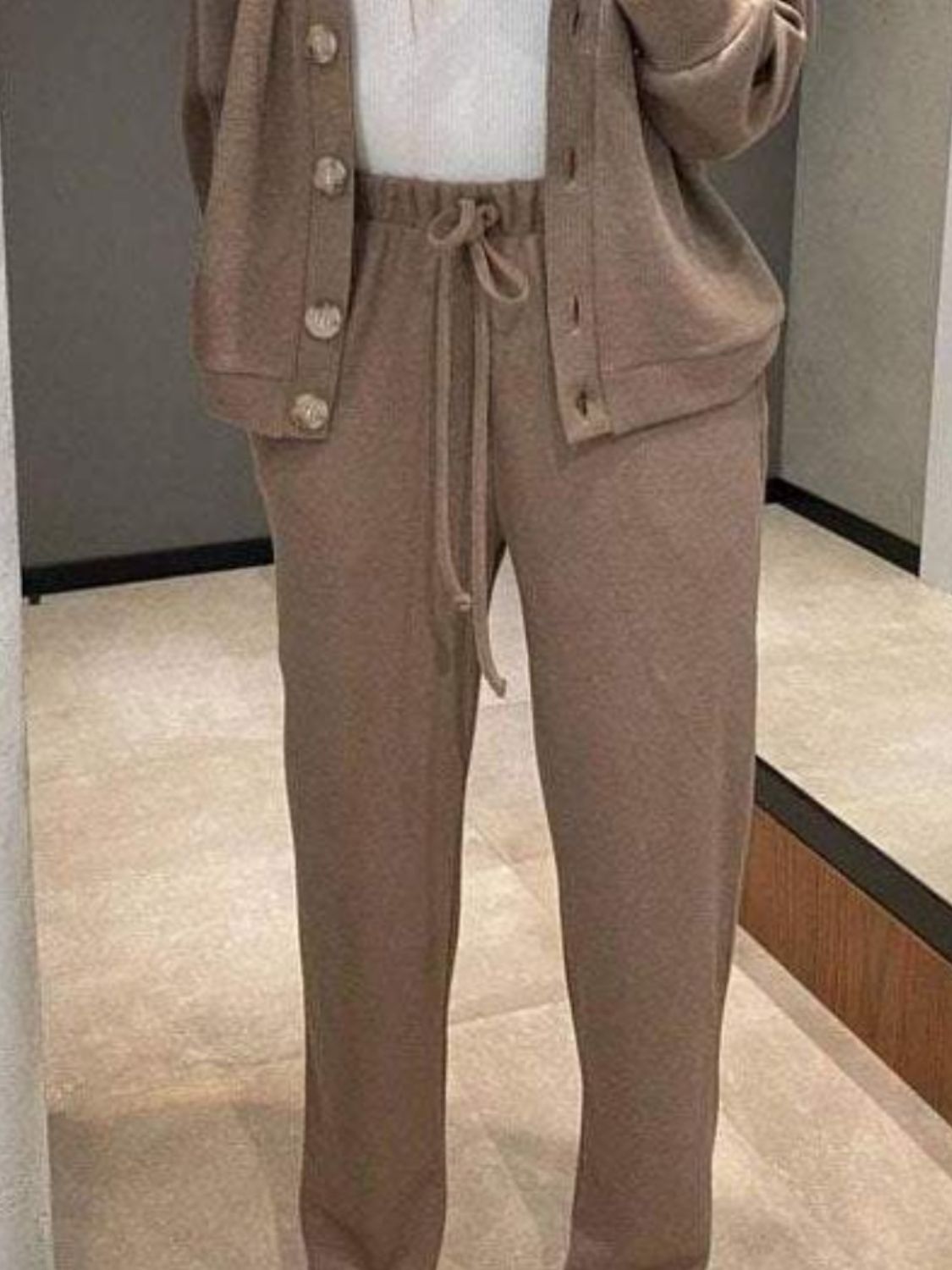 Hedwig | Full size button down long sleeve top and pants set