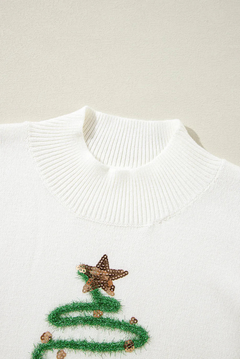 Blanca | Short-sleeved sweater with sequins and stand-up collar