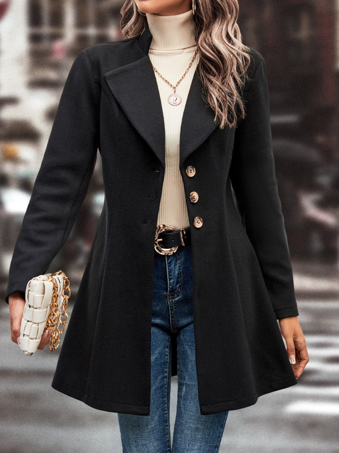 Evelyn | Long-sleeved, long-sleeved collared coat