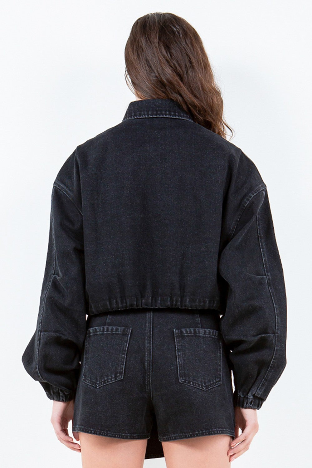 Stefanie | Short denim jacket from American Bazi with a drawstring waist
