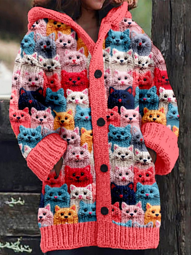 Leire | Warmly lined hoodie with a cat motif