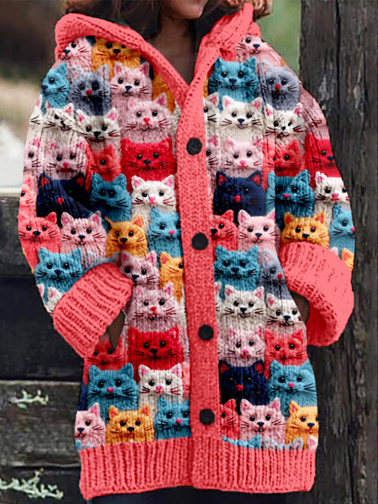 Leire | Warmly lined hoodie with a cat motif