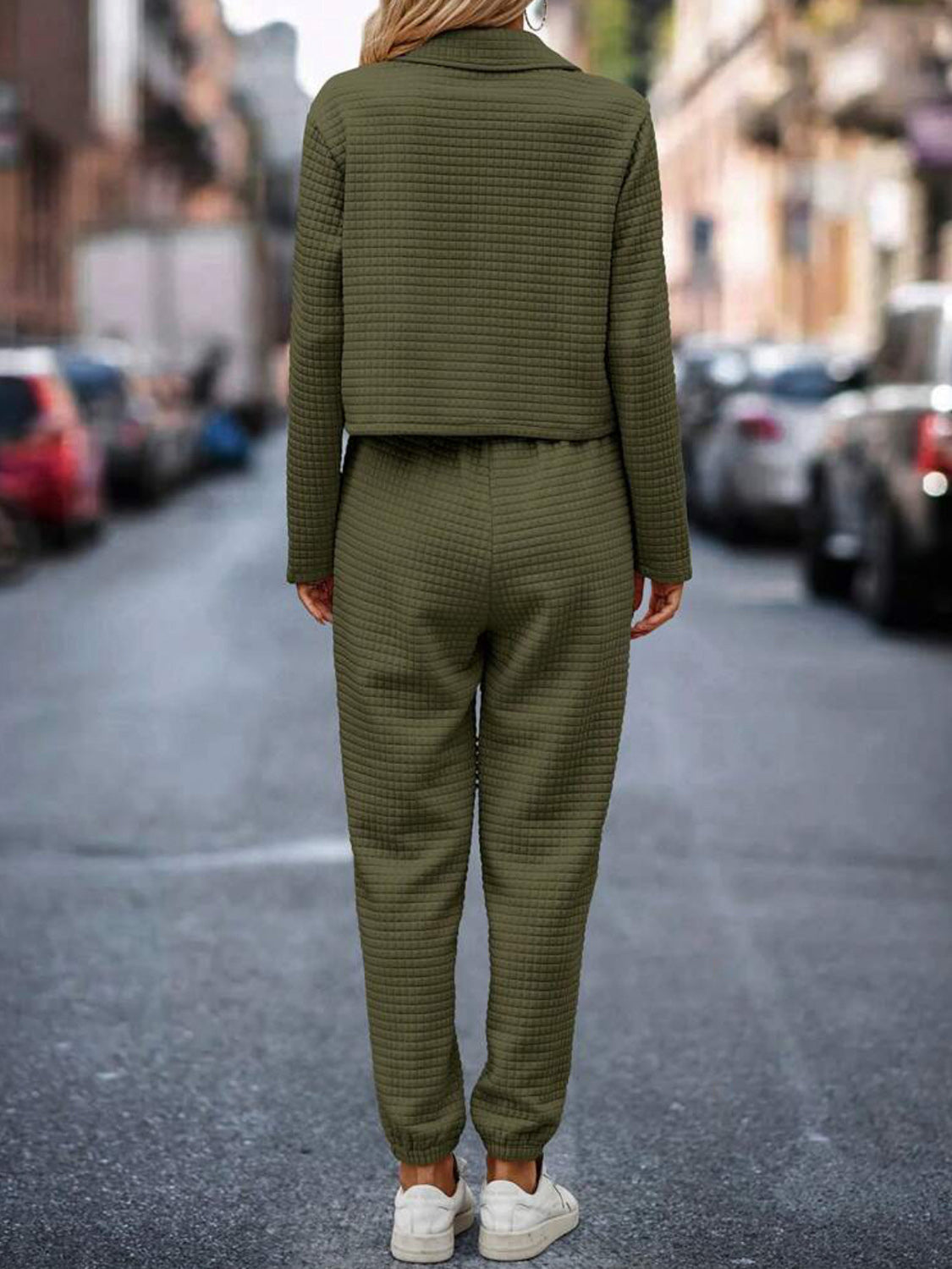 Sandra | Check top and trousers set with snap fasteners