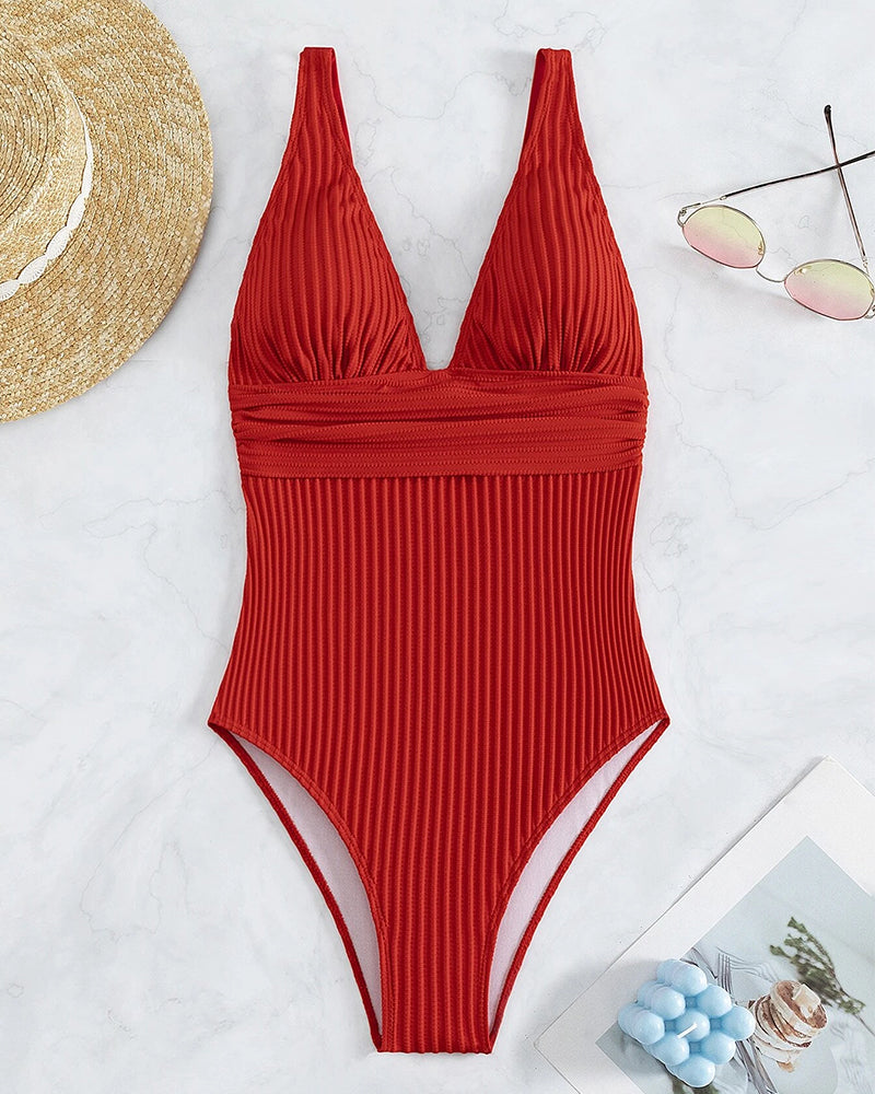Krystel® | Ribbed, Solid-Colored Swimsuit