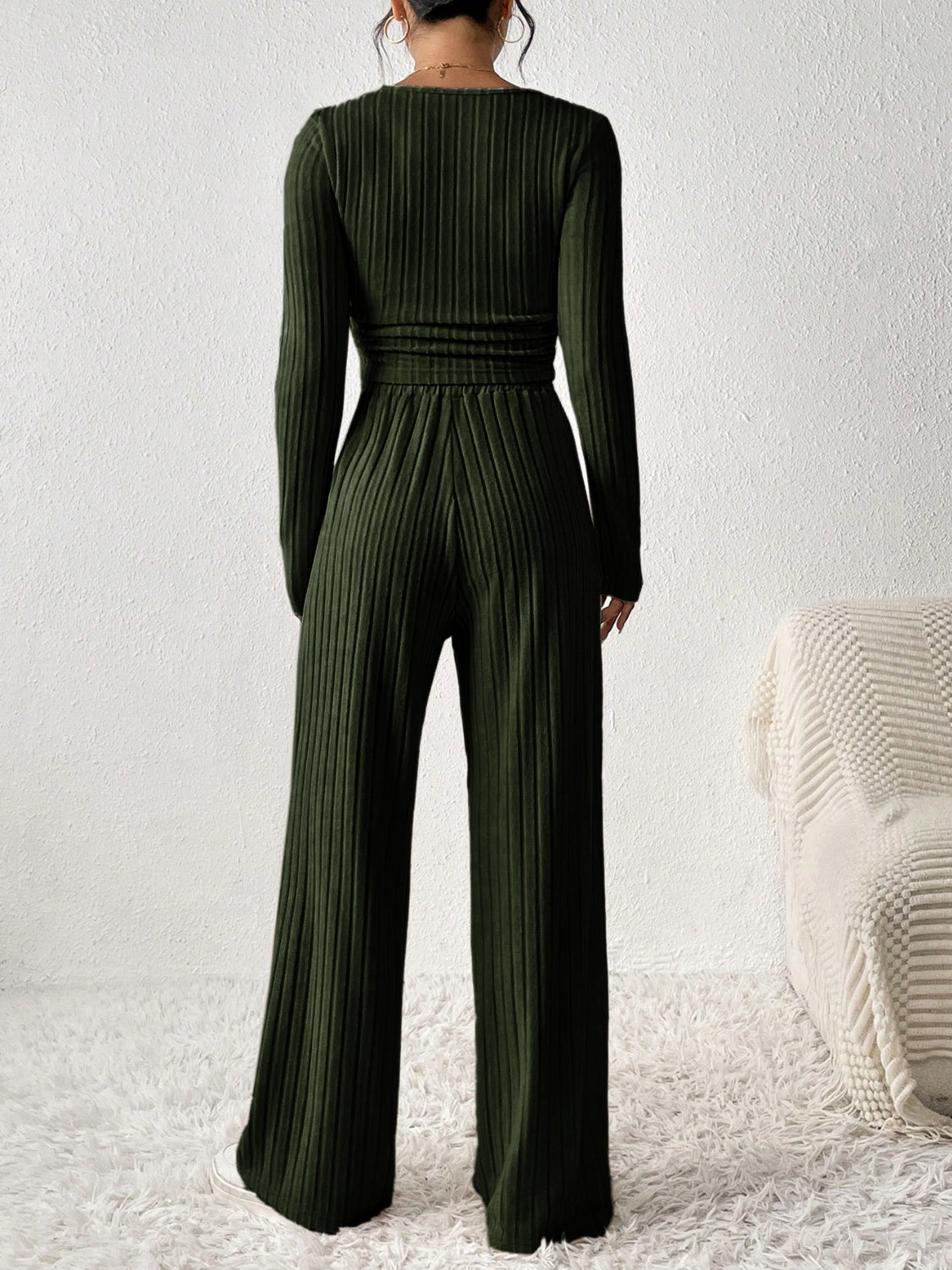 Emilie | Long sleeve top and scoop neck trousers set