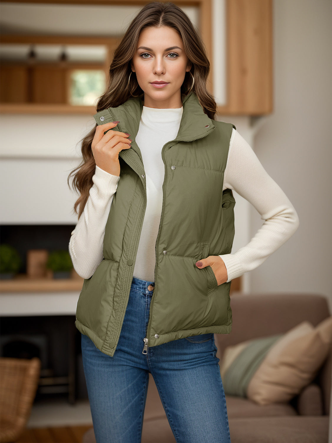 Paola | Vest coat with zip and pockets