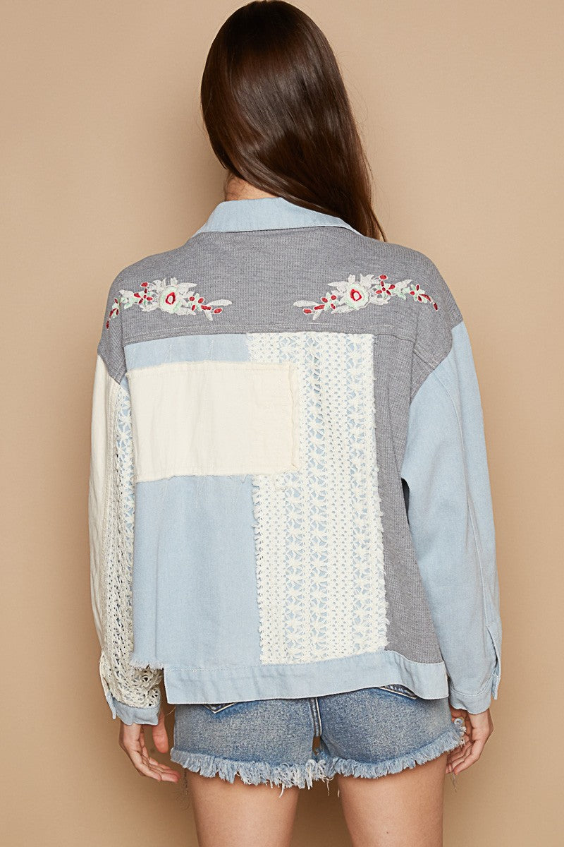 Úrsula | POL shaket crochet embroidery with raw hem and chest pockets
