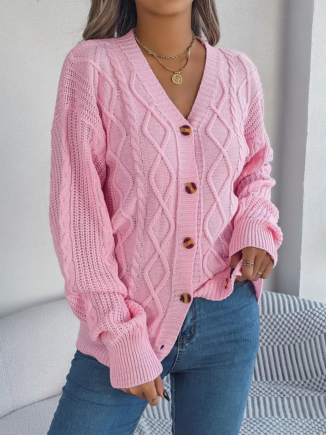 Stefanie | Cable knit cardigan with long sleeves