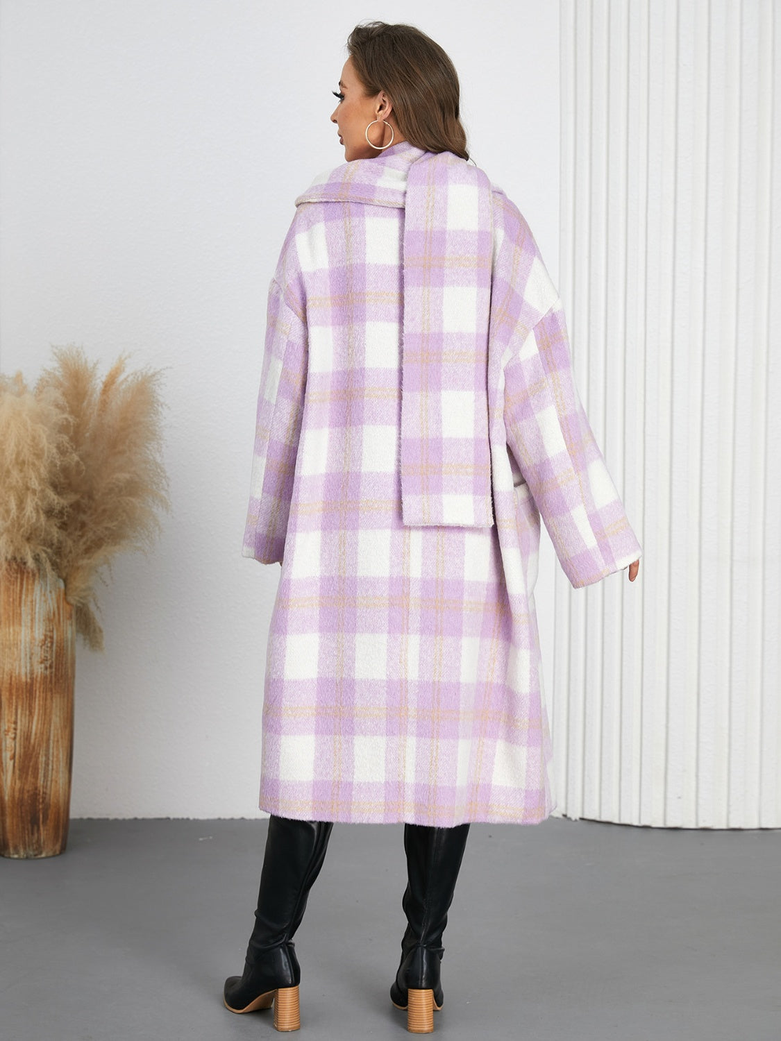 Rubí | Checked long sleeve button down coat