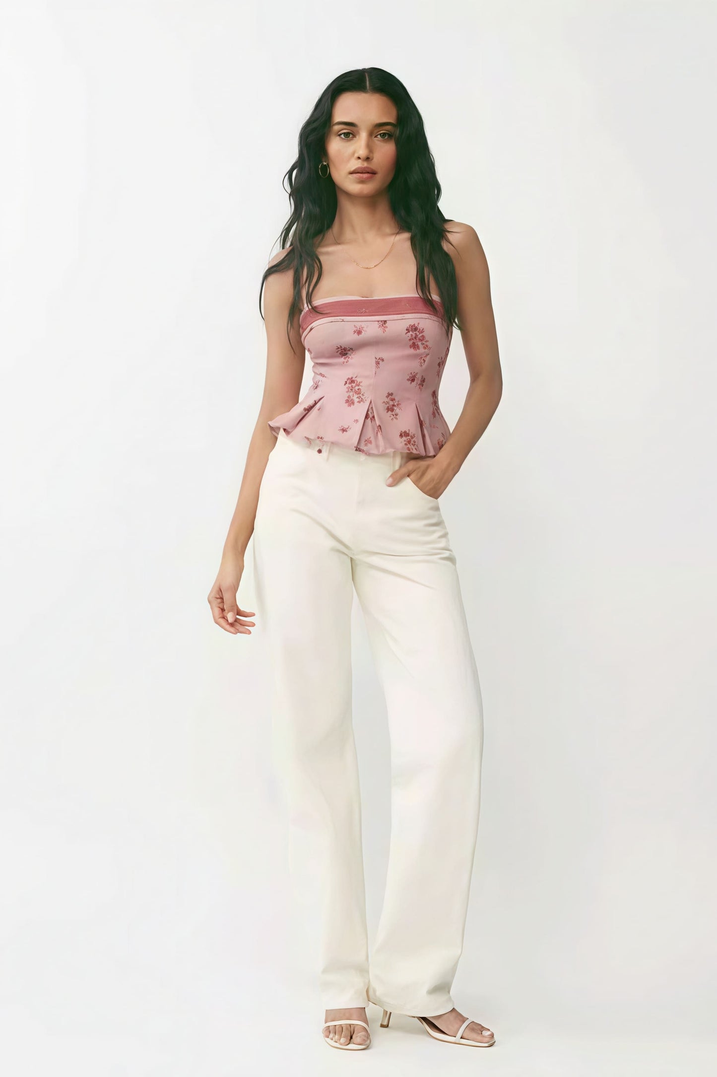 Pure Desire Floral Print Ruffled Cami Top