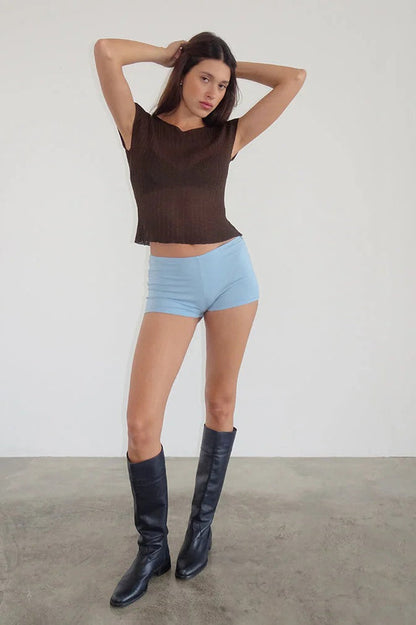 Casual Chic Stripe Skinny Low Waist Shorts