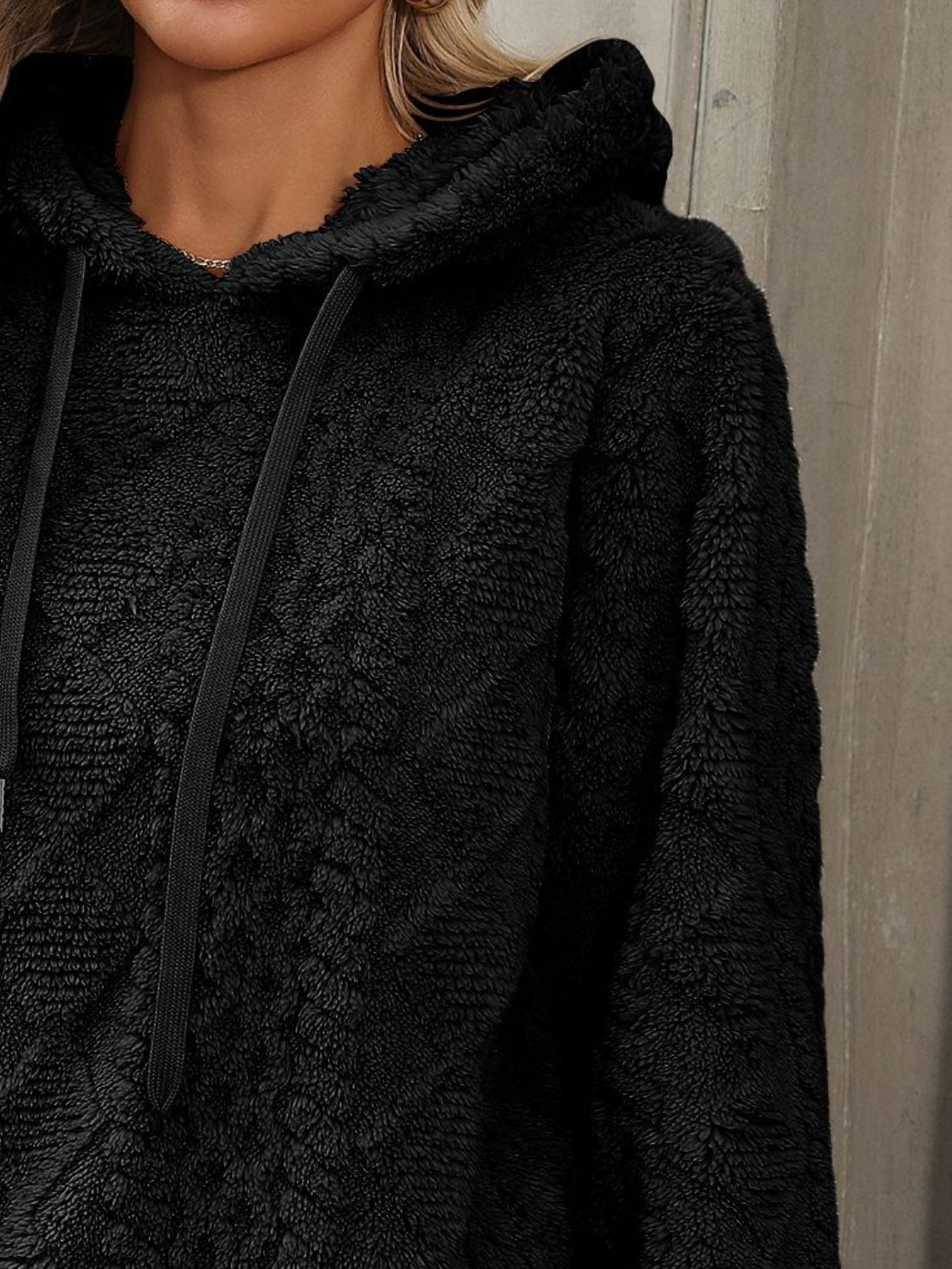 Carina | Long sleeve plush drawstring hoodie