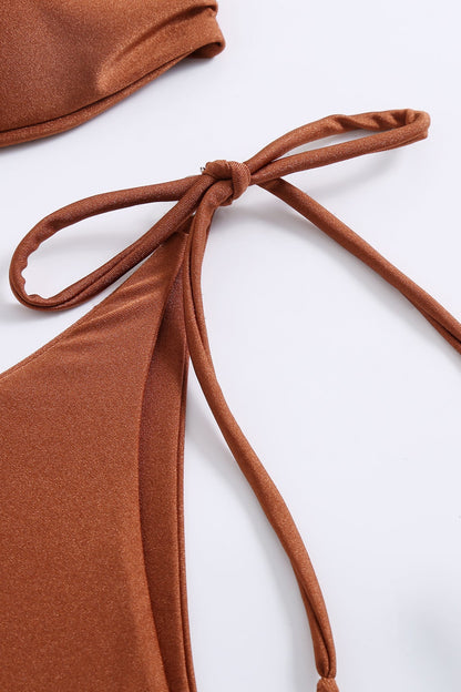 Solid Bandeau Bikini Set