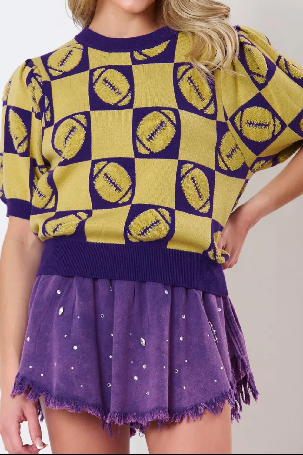 Annika | Football sweater with a crew neck and short sleeves