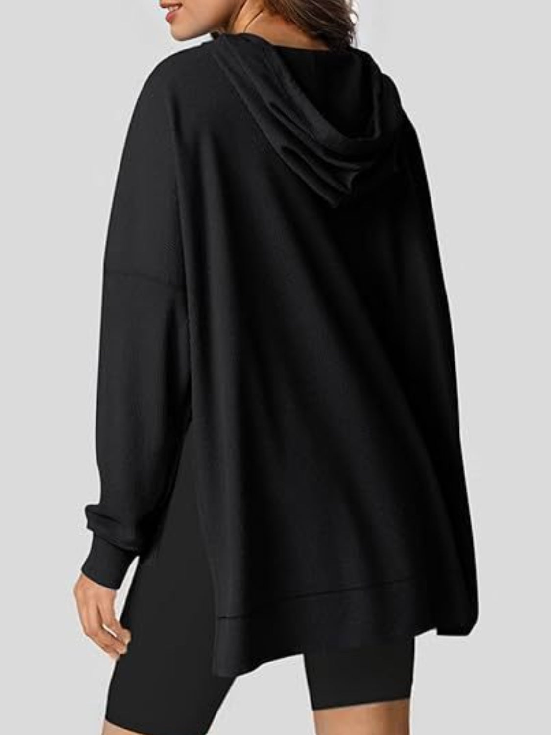 Eleonora | Long sleeve hoodie with drawstring and slit