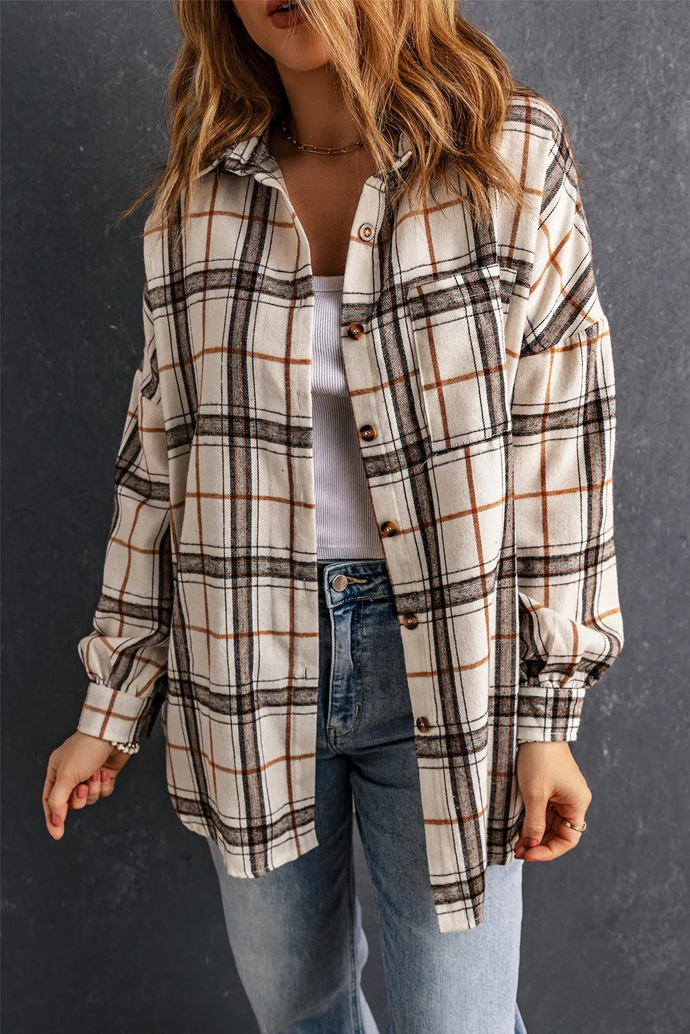 Gabriela | Checked high-low jacket with slit