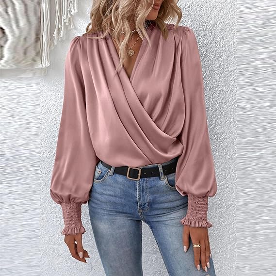 Maricarmen® | Elegant Blouse Top With V-Neck And Balloon Sleeves