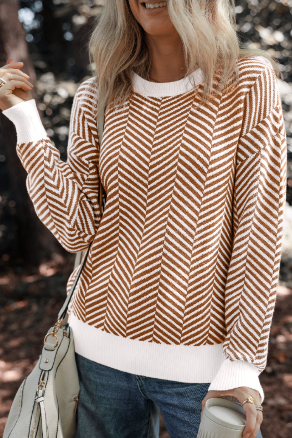 Silvia | Striped long-sleeved sweater with a crew neck