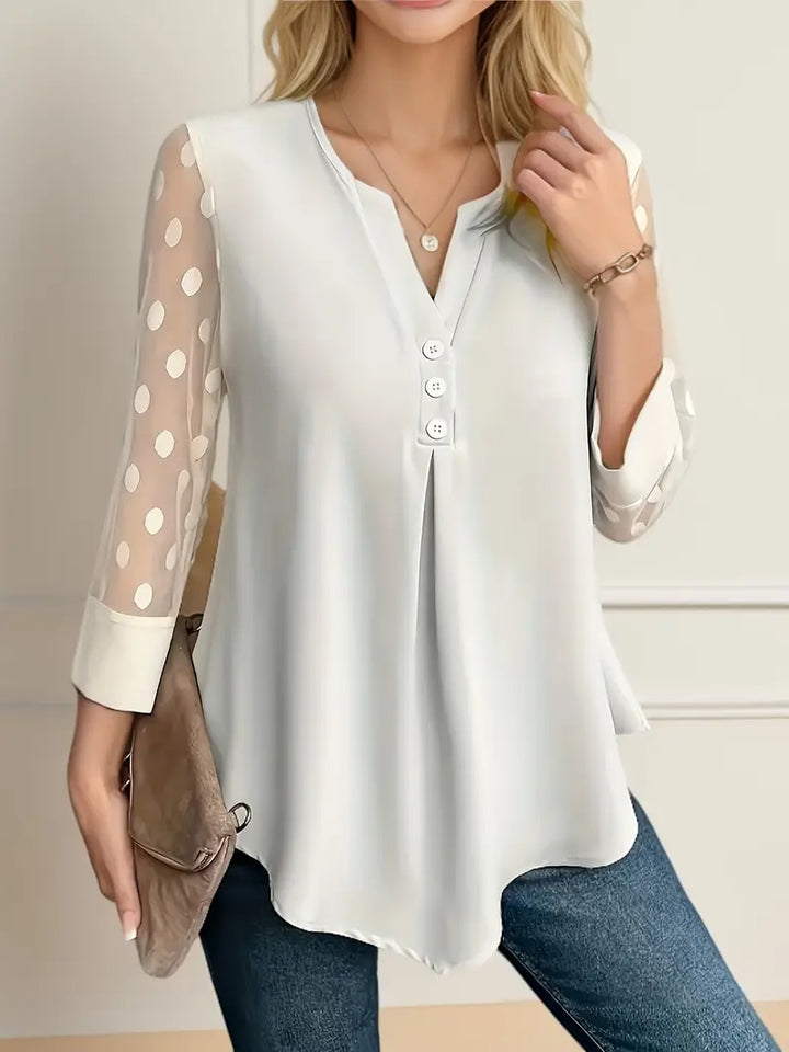 Erika® | Timelessly Elegant Plain Blouse With Button Closure At The Front