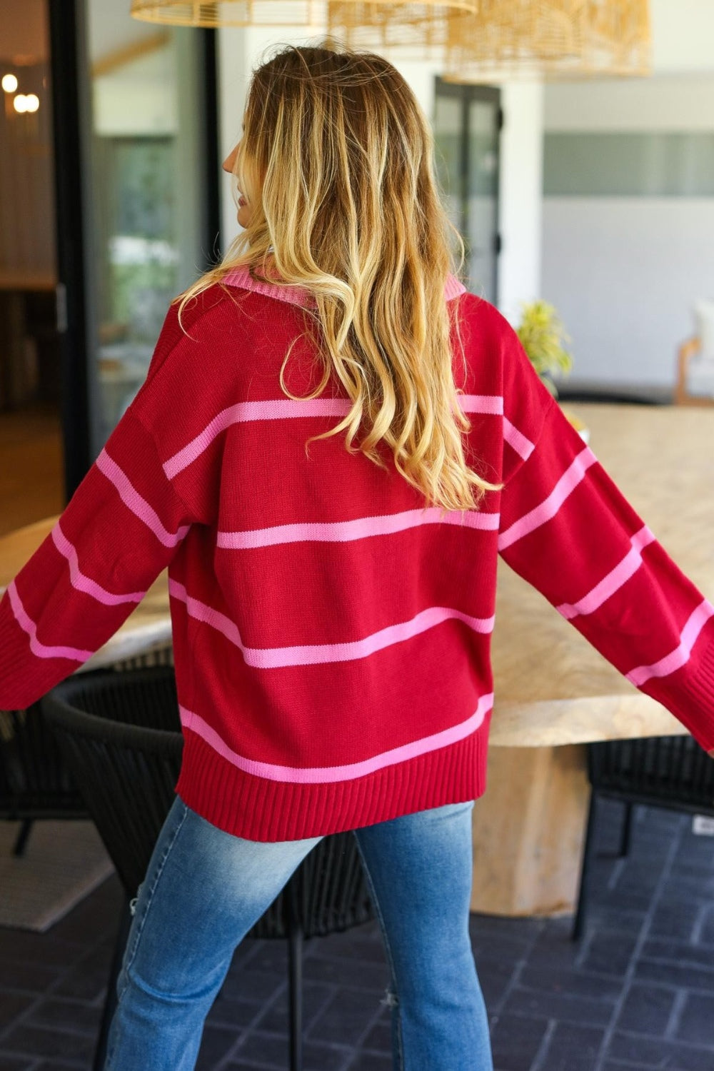 Yasmina | Striped contrast sweater with collar from Haptics