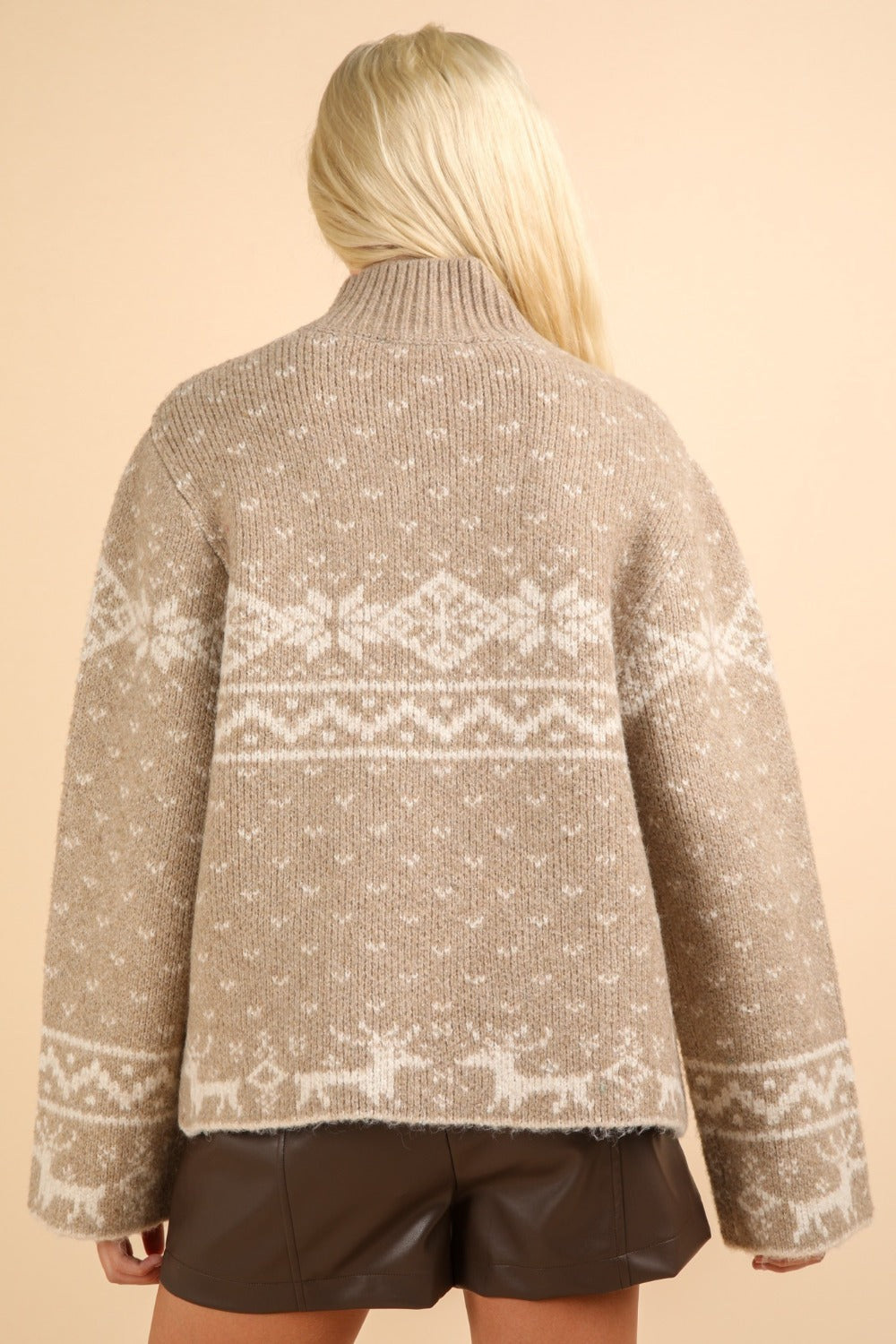 Flor | VERY J Christmas Element stand-up collar long sleeve sweater