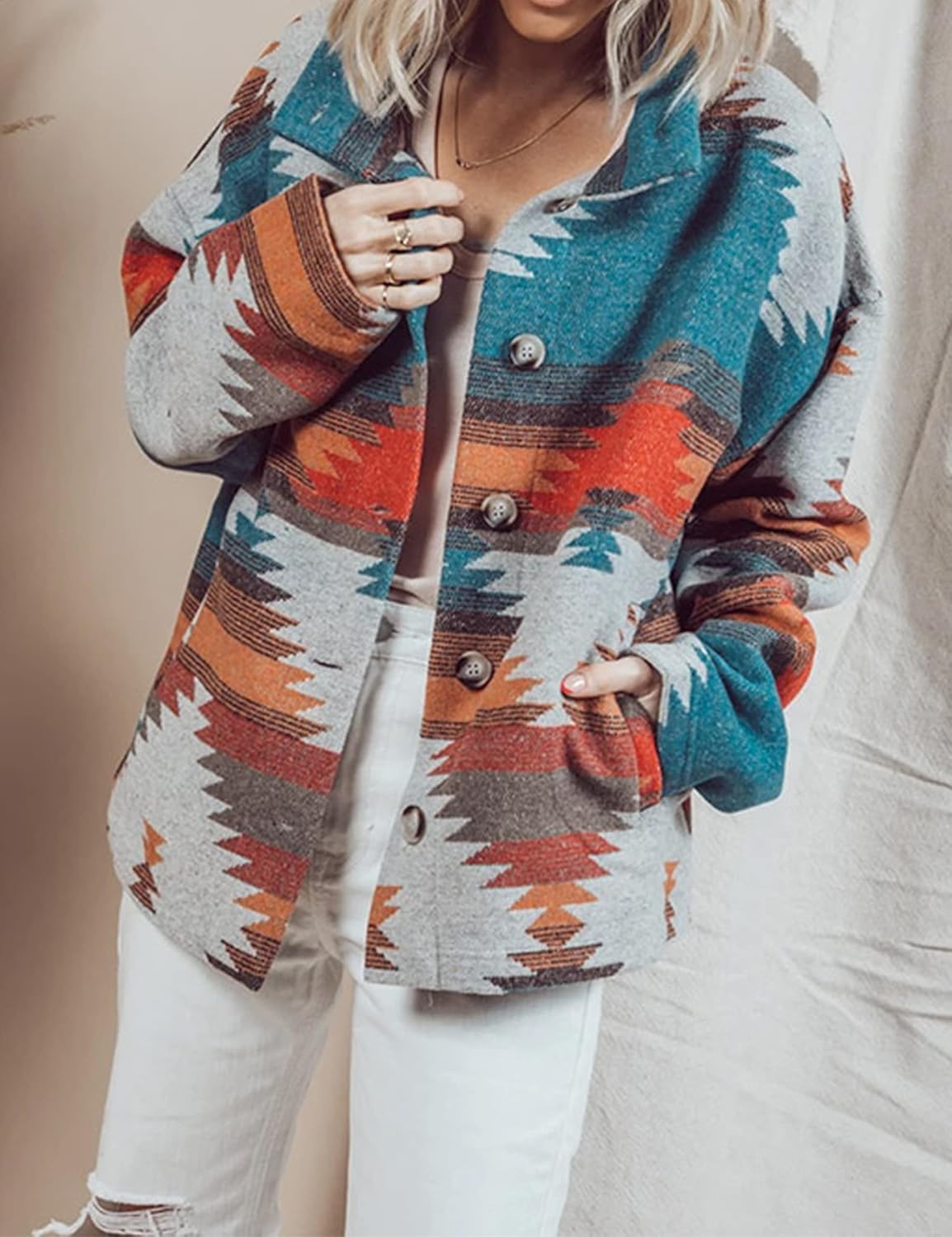 Hilda | Woven jacket with printed collar