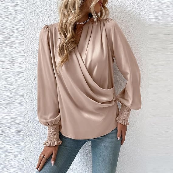 Maricarmen® | Elegant Blouse Top With V-Neck And Balloon Sleeves