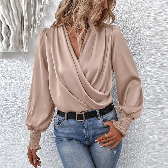 Maricarmen® | Elegant Blouse Top With V-Neck And Balloon Sleeves