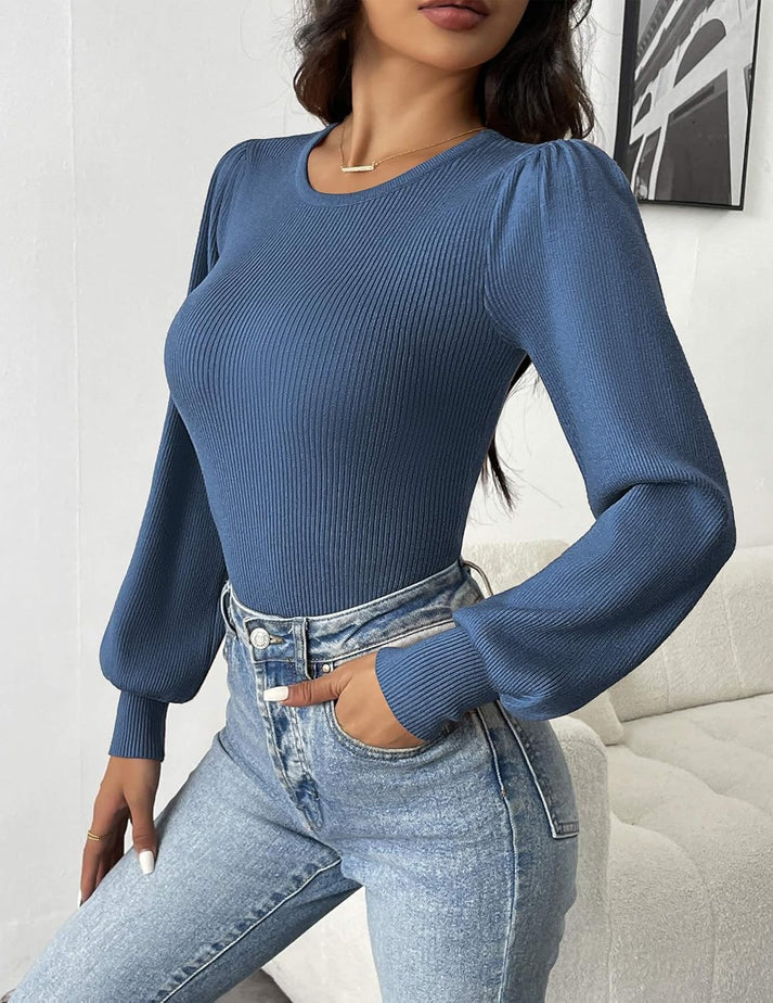 Aziza® | Ribbed Body Top With Long Sleeves