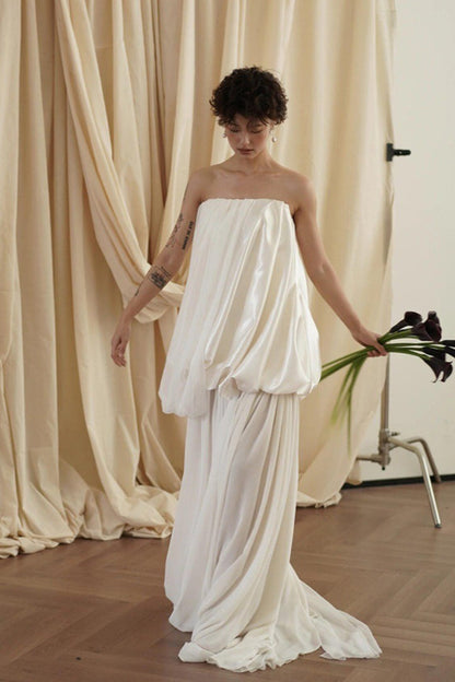 Minimalist Loose Elegant Flowy Reception Dress