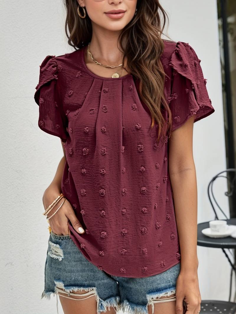 Mónica® | Swiss Dot Blouse With Petal Sleeves