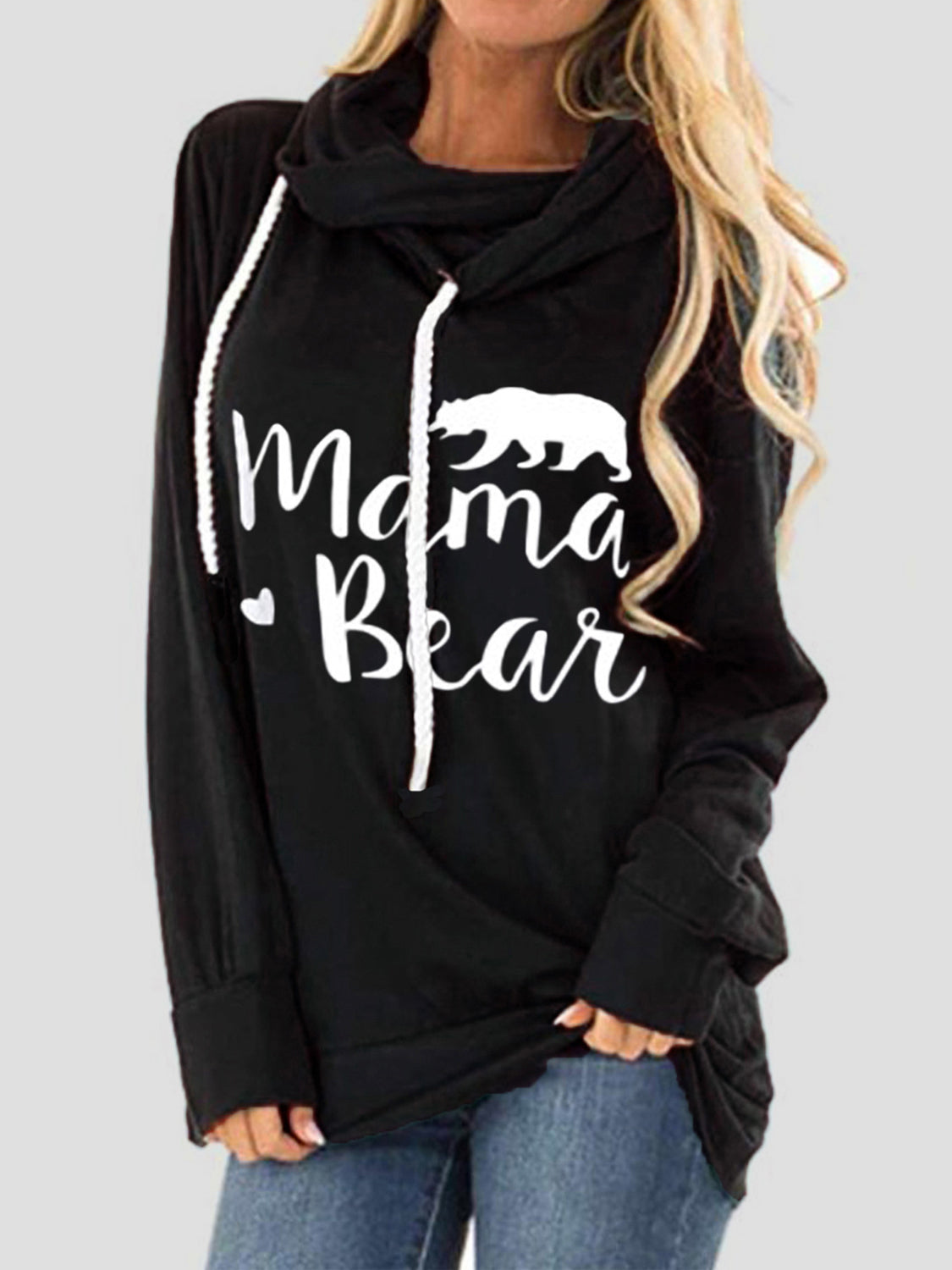 Giovanna | Long sleeve drawstring hoodie with letter graphic