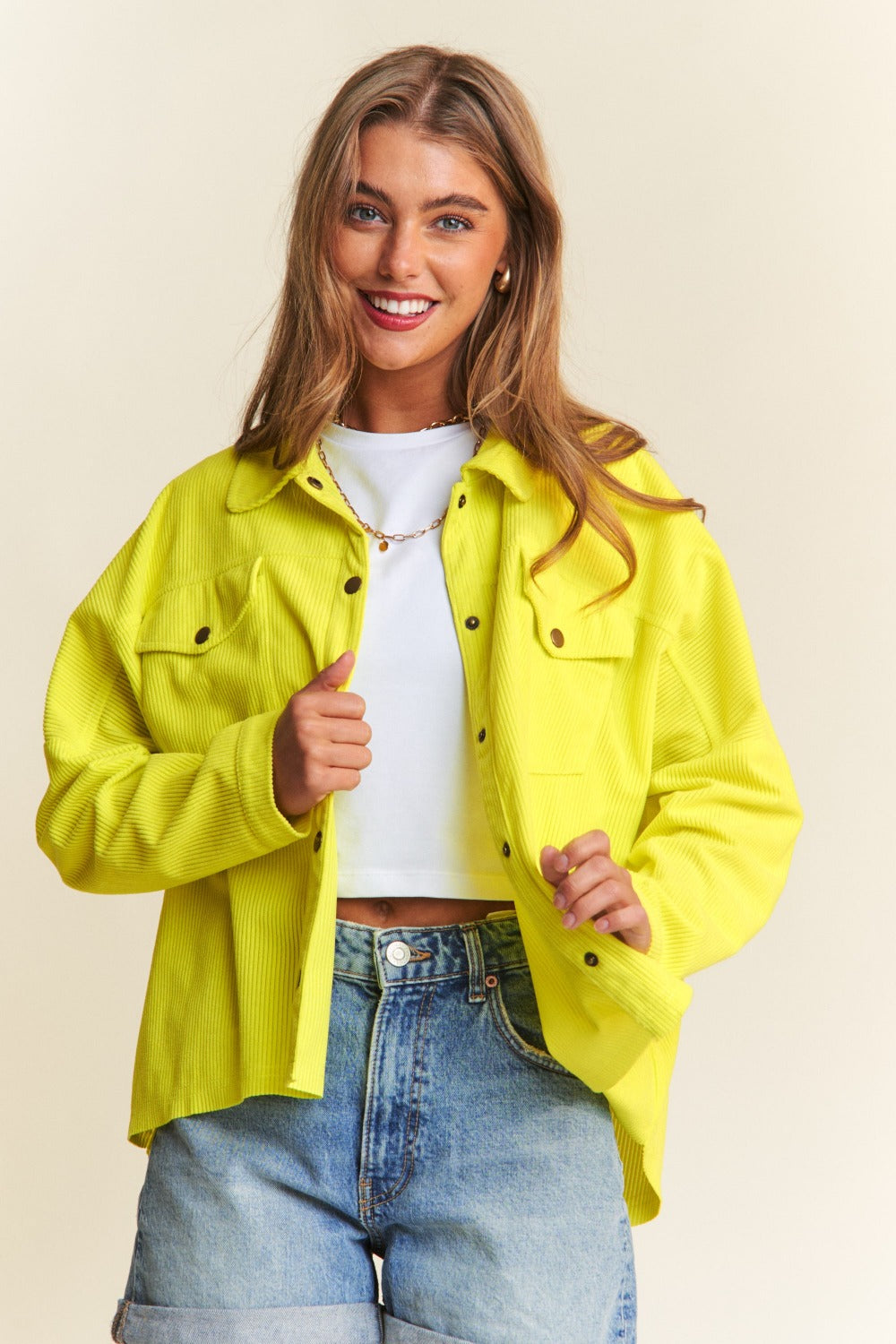 Isabel | J.NNA Snap Down Long Sleeve High Low Shacket