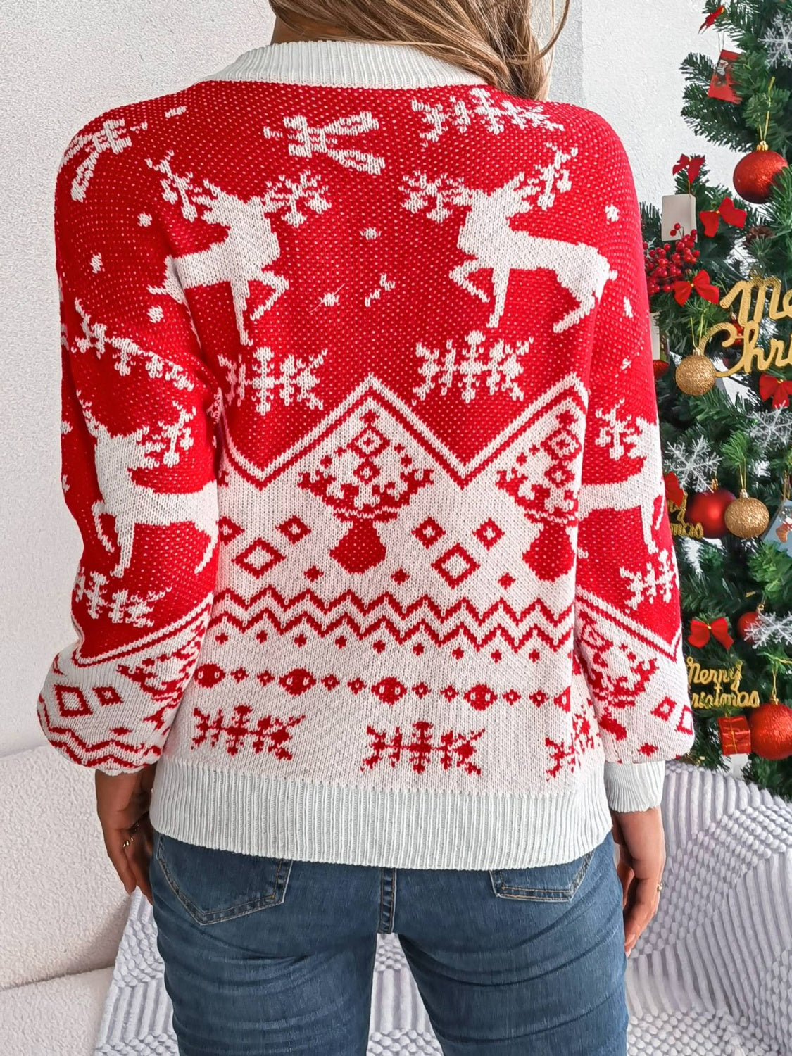 Dalia | Christmas Element crew neck long sleeve sweater