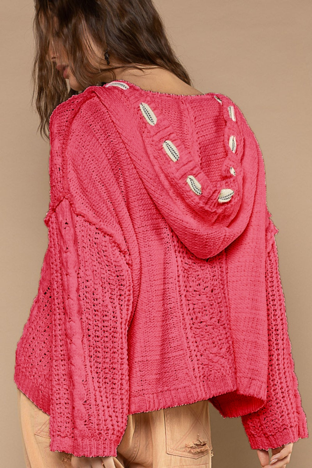 Stefanie | Chenille cable knit sweater with hood