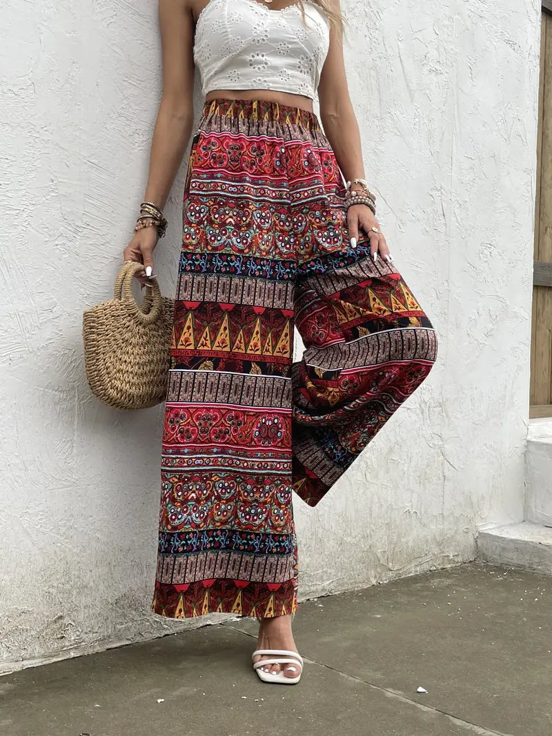 Laura® | Wide Leg Trousers With Tribal Print