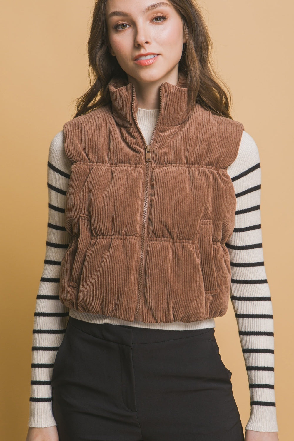 Stefanie | Love Tree corduroy puffer vest with zip and pockets
