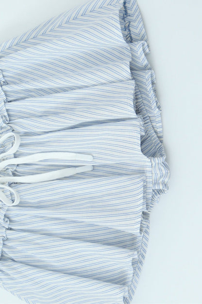 Striped Long Sleeve Shirt High Waist Tie Mini Skirt Set