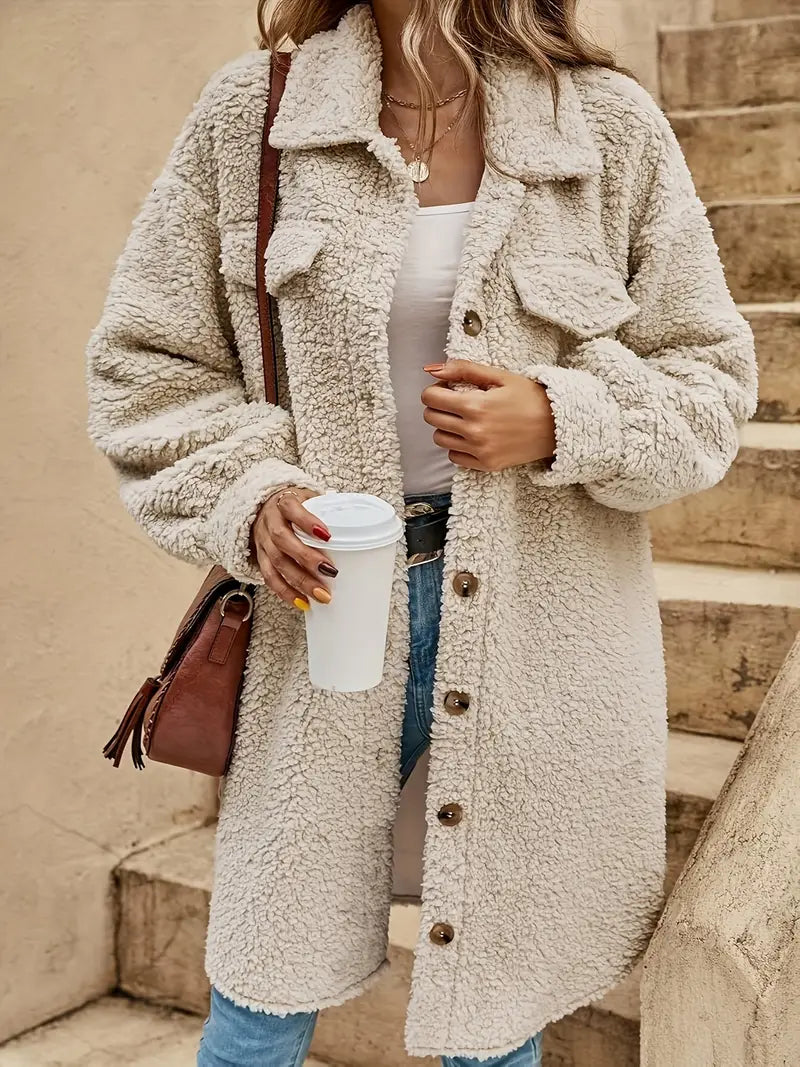 Lorena | Plush knitted casual long jacket