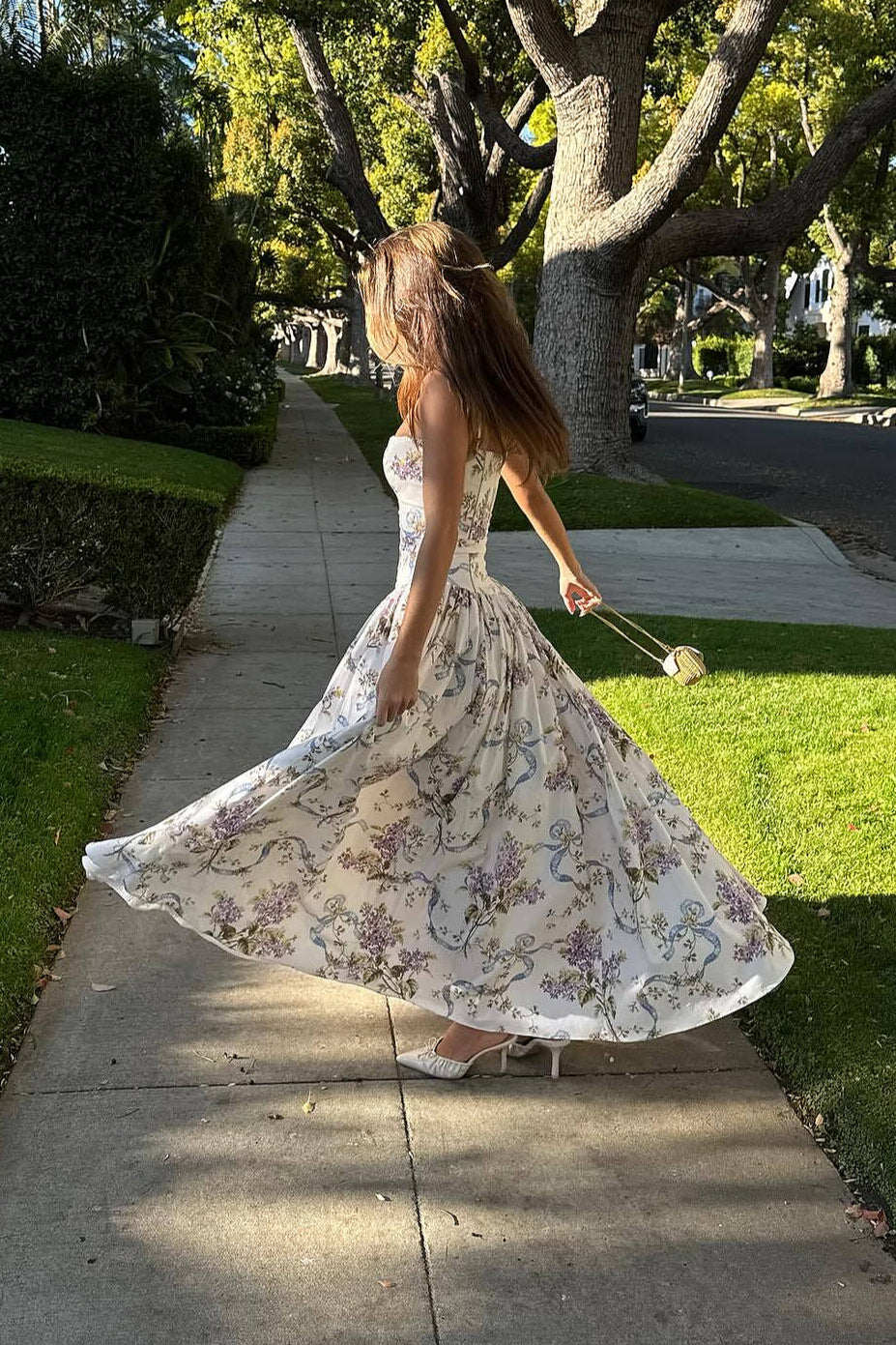Sexy Cami Fitted Waist Elegant Floral Dress